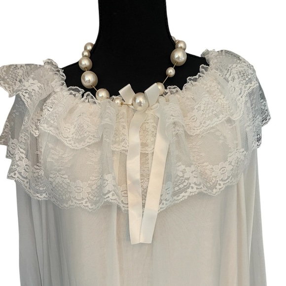 vintage lace Romantic Bridgerton  inspired Regency Era night gown garden whimsy - Picture 8 of 10